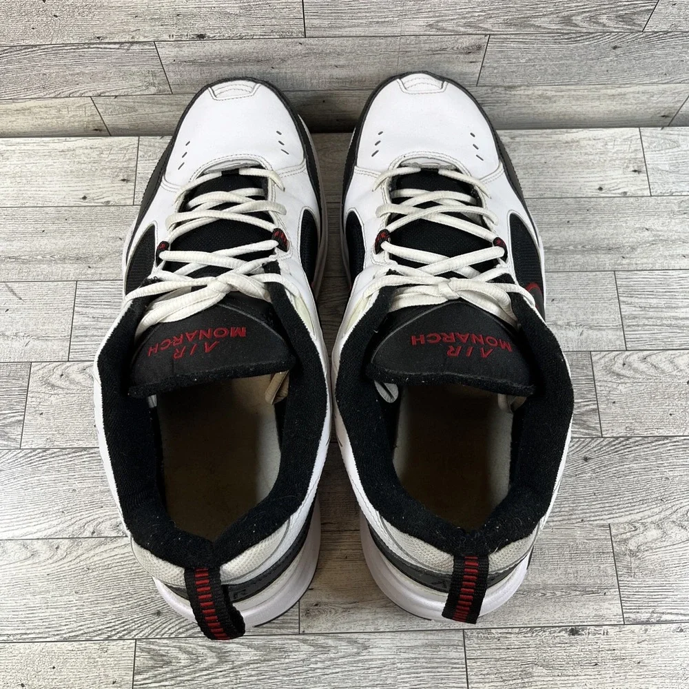 Nike Air Monarch IV White Black Red Athletic Shoes 416355-101 Men Size‎ 13